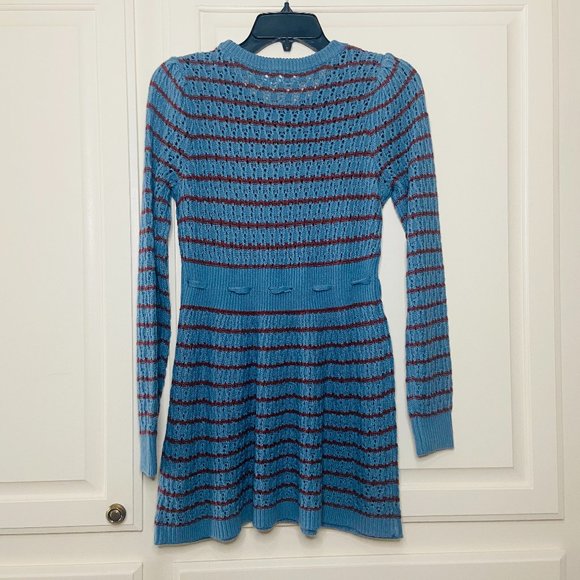 Motherhood Maternity Striped Pointelle Maternity Sweater Provincial Blue… - Picture 4 of 8
